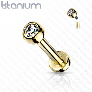 Piercing labret Titane boule strass  filetage interne - Dor