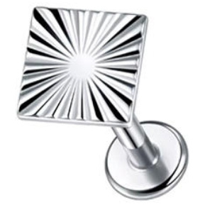 Piercing labret Titane � carr� solaire (l�vre, tragus, helix...)