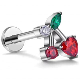 Piercing labret Titane � cerises gourmandes (l�vre, conch, helix...)