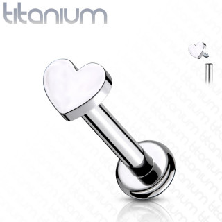 Piercing labret Titane Coeur  filetage interne