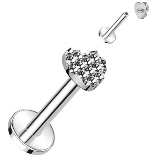 Piercing labret Titane  coeur alvol (tragus, hlix, lvre...)