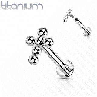 Piercing labret Titane  croix de perles (lvre, hlix...)