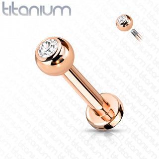 Piercing labret Titane cuivr  boule strass (lvre, tragus, helix...)