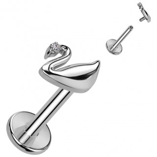 Piercing labret Titane Cygne chic  zirconium (lvre, tragus, hlix...)