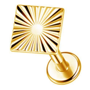 Piercing labret Titane dor� � carr� solaire (l�vre, tragus, helix...)