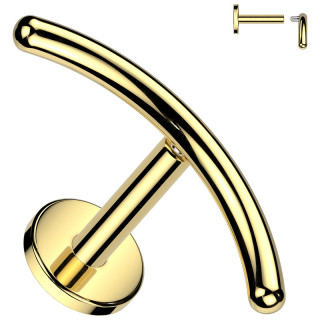 Piercing labret Titane doré à embout en arc (lèvre et oreille)