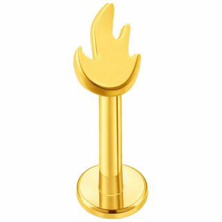 Piercing labret Titane dor� � flamme - Push-in (l�vre, tragus, helix...)