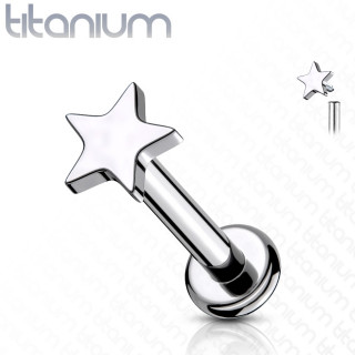 Piercing labret Titane Etoile à filetage interne