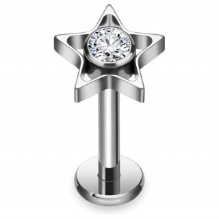 Piercing labret Titane toile ajoure  zirconium (lvre, lobe, hlix, flat...)