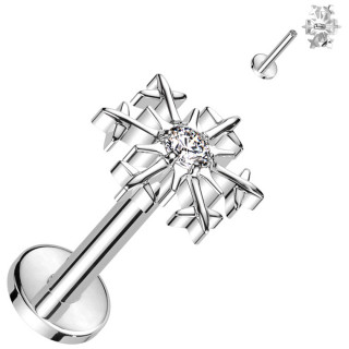 Piercing labret Titane  toile des neiges sertie (lvre, tragus, hlix...)