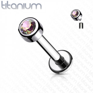 Piercing labret Titane  cristal Vitrail Medium (filetage interne)