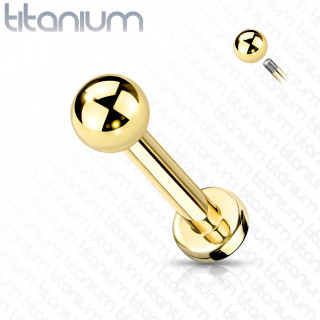 Piercing labret Titane dor  boule (lvre, tragus, helix...)