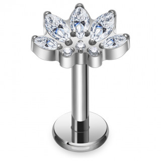 Piercing labret Titane  lotus pave de zirconiums (hlix, tragus, flat..)