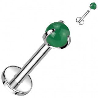 Piercing labret Titane  perle de Jade (hlix, tragus, lvre...)