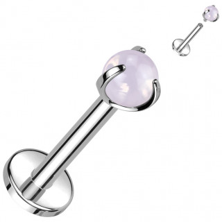 Piercing labret Titane  perle d'Opalite rose (hlix, tragus, lvre...)