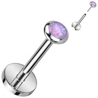 Piercing labret Titane push-in  opale pourpre