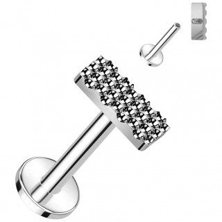 Piercing labret Titane  rectangle alvol (hlix, tragus, lvre...)