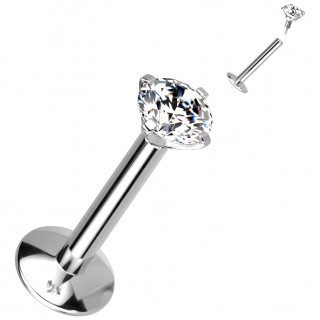 Piercing labret Titane à zirconium griffé (filetage interne)