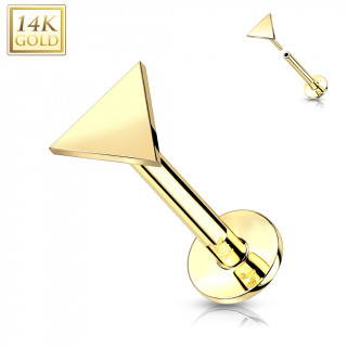 Piercing labret triangle en Or Jaune 14 carats type "Push In"