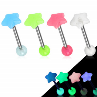 Piercing langue  boule et toile fluorescentes