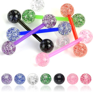 Piercing langue bioflex  boules paillettes