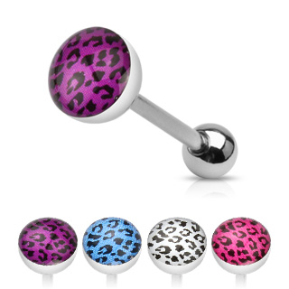 Piercing langue  pastille  motif lopard