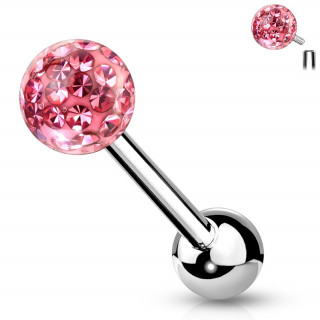 Piercing langue acier  boule frido (filetage interne) - Rose