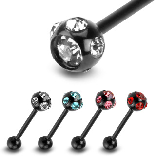 Piercing langue anodis titane  boule sertie