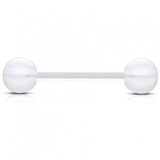 Piercing langue Blanc tige flex  boules style sucette