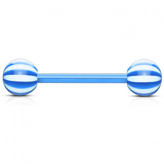 Piercing langue Bleu tige flex  boules style sucette