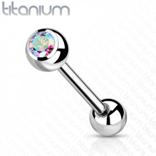 Piercing langue boule zirconium aurore bor�ale - Titane ASTM F-136