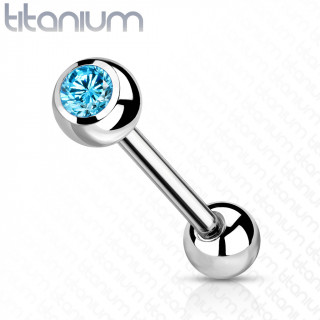 Piercing langue boule zirconium bleu lagon - Titane ASTM F-136