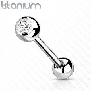 Piercing langue boule zirconium clair - Titane ASTM F-136