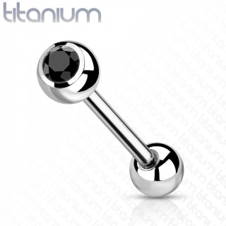 Piercing langue boule zirconium noir - Titane ASTM F-136