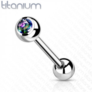 Piercing langue boule zirconium vitrail medium - Titane ASTM F-136