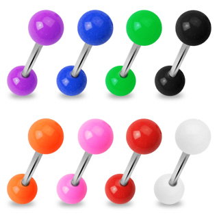 Piercing langue boules colores UV