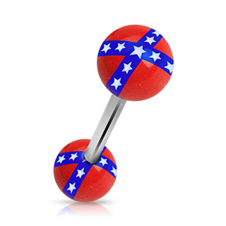 Piercing langue boules drapeau rebelle