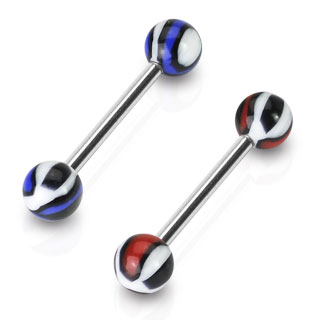 Piercing langue boules tricolores marbr�es