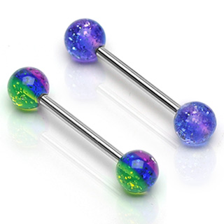 Piercing langue boules UV  paillettes