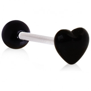 Piercing langue coeur noir