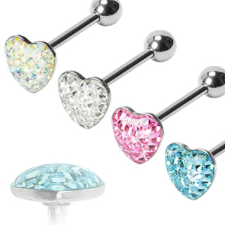 Piercing langue coeur serti