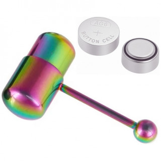 Piercing langue coquin vibrant en acier arc en ciel (piles fournies)