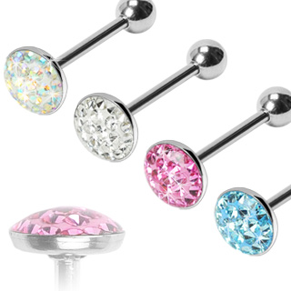 Piercing langue dome serti