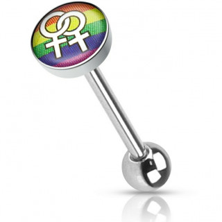 Piercing langue drapeau rainbow pride fminin