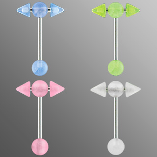 Piercing langue en "T" fluo