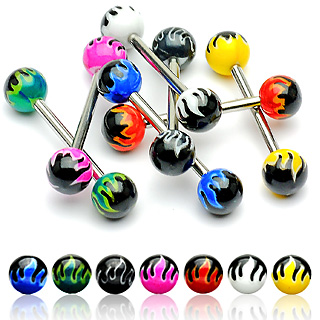 Piercing langue Flame Printed Ball