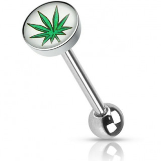 Piercing langue imprim feuille cannabis