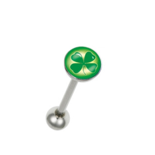 Piercing langue logo trfle  quatre feuilles