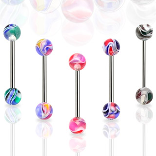 Piercing langue Multi Color Marble Ball