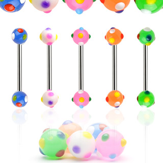 Piercing langue Multi Colored Polka
